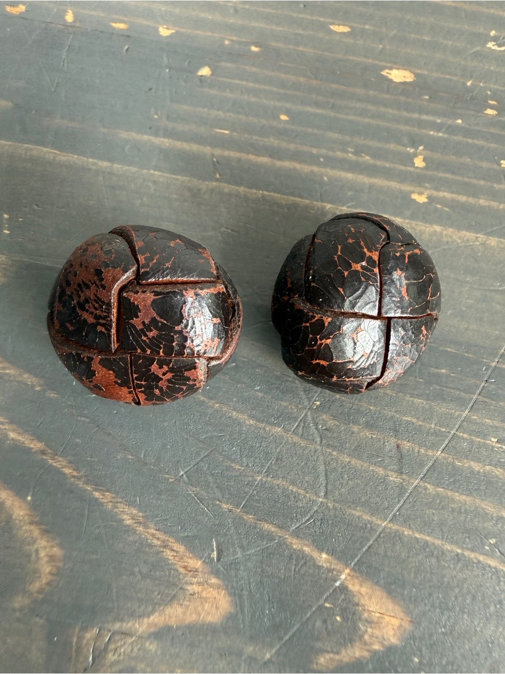 2 x vintage leather buttons